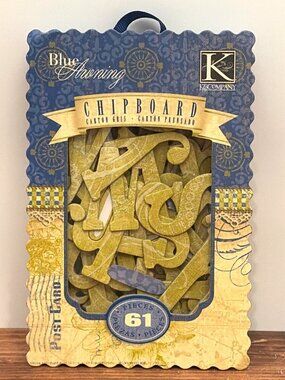 K&COMPANY Blue Awning Chipboard Alphabet Letters 61 Pieces 566811 GLITTERY